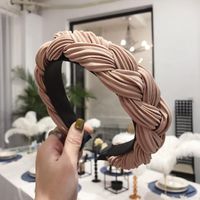 Explosion Style Hair Accessories Solid Color Pleated Fabric Twist Braids Wide-band Hair Hoop sku image 6