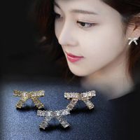Personalized Fashion Women's Earrings Korean Bow Micro-inlaid Zircon Earrings Female 925 Sterling Silver Ear Needles sku image 1
