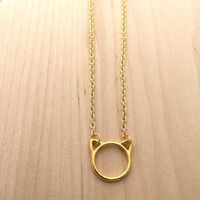 Best Selling Simple Hollow Cat Pendant Necklace Plating Gold Silver Copper Chain Kitten Necklace Clavicle Chain Wholesale sku image 1