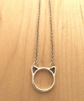 Best Selling Simple Hollow Cat Pendant Necklace Plating Gold Silver Copper Chain Kitten Necklace Clavicle Chain Wholesale sku image 3
