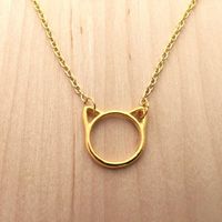 Best Selling Simple Hollow Cat Pendant Necklace Plating Gold Silver Copper Chain Kitten Necklace Clavicle Chain Wholesale sku image 2