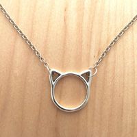 Best Selling Simple Hollow Cat Pendant Necklace Plating Gold Silver Copper Chain Kitten Necklace Clavicle Chain Wholesale sku image 4