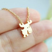 Pendant Necklace Environmental Plating Gold Silver Cartoon Fawn Clavicle Chain sku image 3
