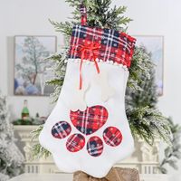 New Christmas Decorations Plaid Claw Christmas Socks Dog Paw Socks Cat Paw Socks Gift Socks sku image 1