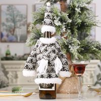 Christmas Decoration Suit Knitted Scarf Hooded Clothes Wine Bottle Set Creative Party Fabric sku image 1