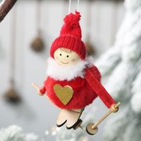 Haube Weihnachts Dekoration Neuer Plüsch Puppen Anhänger Ski Schneemann Kleiner Hängender Weihnachts Baum Anhänger sku image 1