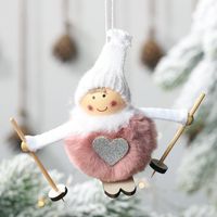 Christmas New Pompom Doll Pendant Ski Snowman Hanging Christmas Decoration Supplies Tree Pendant sku image 3