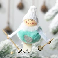 Haube Weihnachts Dekoration Neuer Plüsch Puppen Anhänger Ski Schneemann Kleiner Hängender Weihnachts Baum Anhänger sku image 4