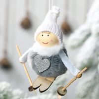 Christmas New Pompom Doll Pendant Ski Snowman Hanging Christmas Decoration Supplies Tree Pendant sku image 5