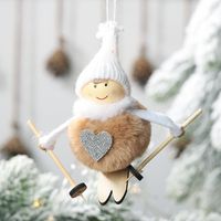 Haube Weihnachts Dekoration Neuer Plüsch Puppen Anhänger Ski Schneemann Kleiner Hängender Weihnachts Baum Anhänger sku image 6