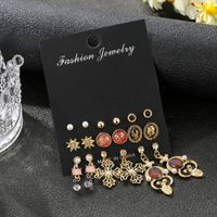 Baroque Black Resin Cross Earrings Set 9 Pairs Retro Earrings Women Wholesale main image 4