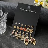 Baroque Black Resin Cross Earrings Set 9 Pairs Retro Earrings Women Wholesale main image 5