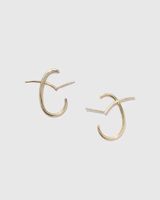 Women's Curved Round Gold Metal Stud Earrings main image 6