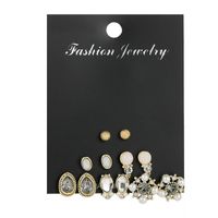 Personalized Pearl Geometric Earrings Set With Nine Pairs Of Earrings sku image 1