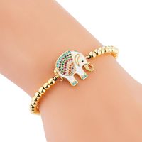 Europe Et En Amérique Croix Frontière Nouveau Accessoires De Cuivre Micro Incrusté Zircon Coloré Éléphant Bracelet Femelle Perle De Cuivre Tirez Tissés Bracelet Bracelet main image 2