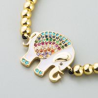 Europe Et En Amérique Croix Frontière Nouveau Accessoires De Cuivre Micro Incrusté Zircon Coloré Éléphant Bracelet Femelle Perle De Cuivre Tirez Tissés Bracelet Bracelet main image 4