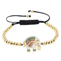 Europe Et En Amérique Croix Frontière Nouveau Accessoires De Cuivre Micro Incrusté Zircon Coloré Éléphant Bracelet Femelle Perle De Cuivre Tirez Tissés Bracelet Bracelet main image 6