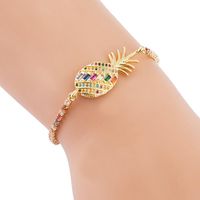 Full Copper Pull Adjustable Xiaoqing New Pineapple Inlaid Color Zircon Bracelet main image 1