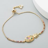 Full Copper Pull Adjustable Xiaoqing New Pineapple Inlaid Color Zircon Bracelet main image 3