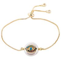 Bracelet Full Copper Pull Adjustable Pearl Devil&#39;s Eye Inlaid With Colored Zircon Bracelet sku image 1