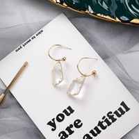 925 Silver Pin Sweet Personality Simple Geometric Irregular Crystal Earrings sku image 1