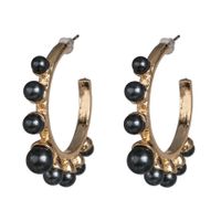 Fashion C Shape Inlaid Pearls Alloy Acrylic Earrings Ear Studs sku image 1