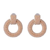 Fashion Geometric Round Micro Inlaid Pearl Earrings Women's Jewelry Wholesale sku image 1