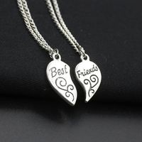 Best Friends Alloy Peach Heart Pendant Girlfriends Love Stitching Pendant Lettering Necklace sku image 1