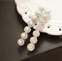 Imitation Korea Offizielle Website Haarschmuck Glänzende Einreihige Perlen Haarnadel Mode Perle Kristall Seiten Clip Großhandel main image 1