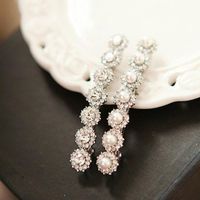Imitation Korea Offizielle Website Haarschmuck Glänzende Einreihige Perlen Haarnadel Mode Perle Kristall Seiten Clip Großhandel main image 3