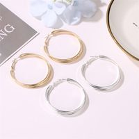 Fashionable Simple Three-layer Cross Earring Stud Earring Exaggerated Geometric Multi-layer Large Circle Ear Hoop main image 3