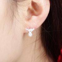 Simple Pearl Cartoon Cat Ear Studs Korean Fashion Allergy Animal Ear Jewelry Wholesale main image 3