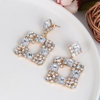 New Geometric Stud Earrings In Aquamarine Diamond Studded Glass main image 4