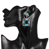 New Geometric Stud Earrings In Aquamarine Diamond Studded Glass main image 6