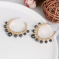 Fashion C Shape Inlaid Pearls Alloy Acrylic Earrings Ear Studs main image 1