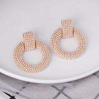 Fashion Geometric Round Micro Inlaid Pearl Earrings Women's Jewelry Wholesale main image 4