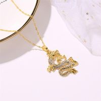 Jewelry Classic Diamond Dragon Pendant Sweater Chain Zodiac Flying Dragon Necklace main image 3