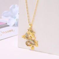 Nouvelle Année Populaire Ornement Classique Diamant D'or Dragon Pendentif Dominateur Dragon Chinois Chandail Chaîne Douze Zodiaque Dragon Collier main image 4