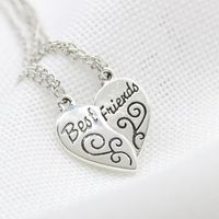 Best Friends Alloy Peach Heart Pendant Girlfriends Love Stitching Pendant Lettering Necklace main image 3