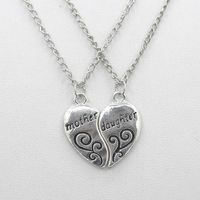 Best Friends Alloy Peach Heart Pendant Girlfriends Love Stitching Pendant Lettering Necklace main image 4