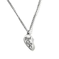 Best Friends Alloy Peach Heart Pendant Girlfriends Love Stitching Pendant Lettering Necklace main image 5