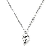 Best Friends Alloy Peach Heart Pendant Girlfriends Love Stitching Pendant Lettering Necklace main image 6