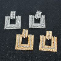 Fashion Geometric Square Alloy Diamond Earrings main image 3