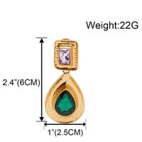 Simple Gold Drop Shaped Alloy Diamond Earrings main image 6