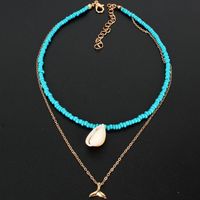 New Turquoise Rice Beads Natural Conch Shell Short Neck Necklace Handmade Necklace Women main image 5