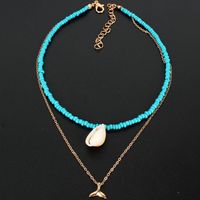 Türkis Farbene Reis Perlen Im Europäischen Und Amerikanischen Stil, Muschel Schale, Kurze Halskette, Weibliche 12190 main image 5