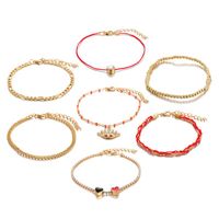 Fashion Alloy Diamond Peach Heart Love Eye Anklet 7 Piece Beach Heart Shaped Anklet Wholesale main image 6