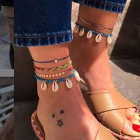New Jewelry Wholesale Bohemia Pentagram Disc Shell Multilayer Anklet Beach Anklet 4 Piece Set main image 1