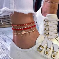 New Jewelry Fashion Alloy Diamond Star Bead Shell 4 Layer Anklet main image 1