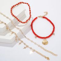 New Jewelry Fashion Alloy Diamond Star Bead Shell 4 Layer Anklet main image 4